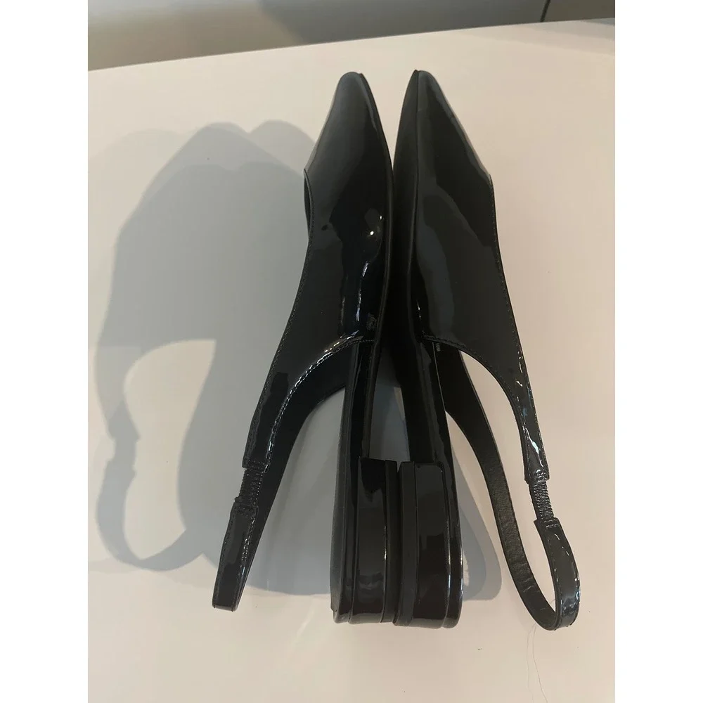 Madden Girl Delaneyy Black Patent Pointed Toe Slingback Flats Shoes Size 10M